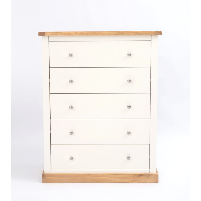 90cm W 5 - Drawer Chest of Drawers, Waxed Pine