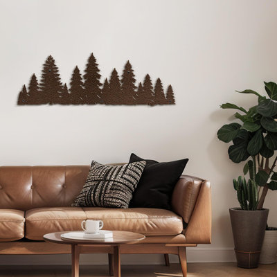 Dense Pine Trees Modern Abstract Wall Accent Sculpture Hanging Decoration Metal Wall Decor