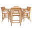 Ensemble de bar bistro rectangulaire en bois de teck de 7 pièces de 63 po avec 7 tabourets de bar et accoudoirs