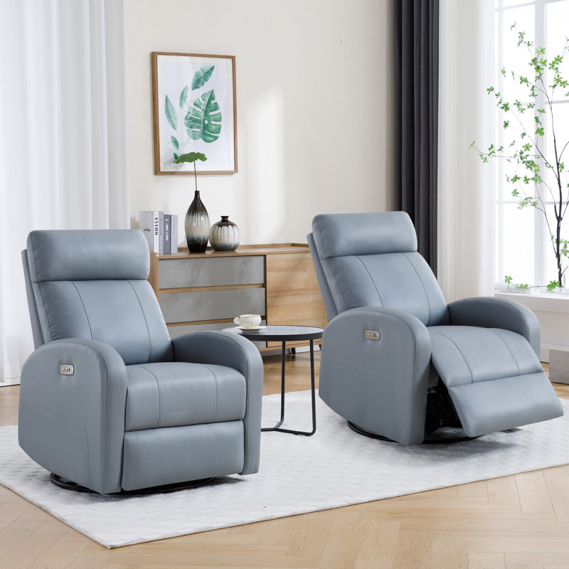 Agatho 30.3''Power Swivel Rocker Recliner Chair, Blue