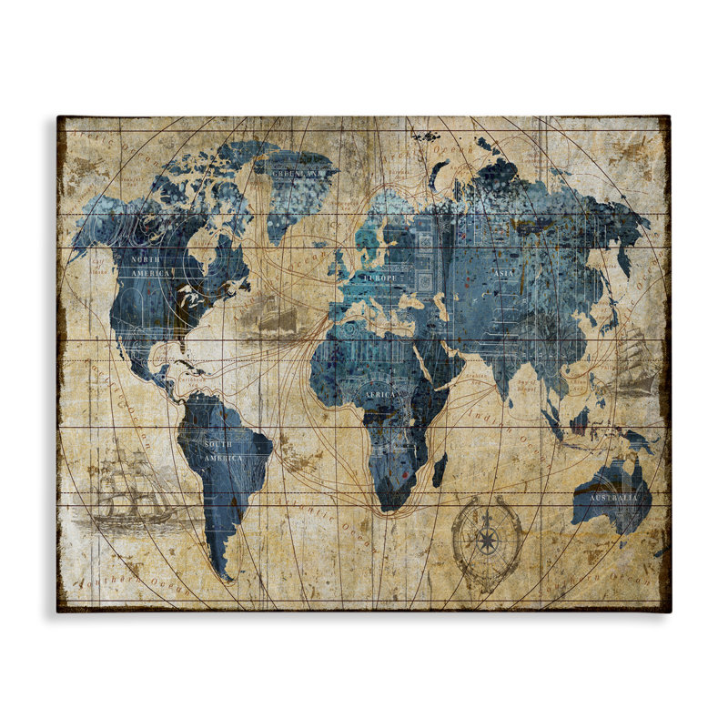 Abstract World Map by Art Licensing Studio - Print, 30" H x 40" W