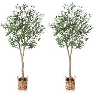 Commercial Artificial Olive 7' Tree with Artisan Mediterranean Planter