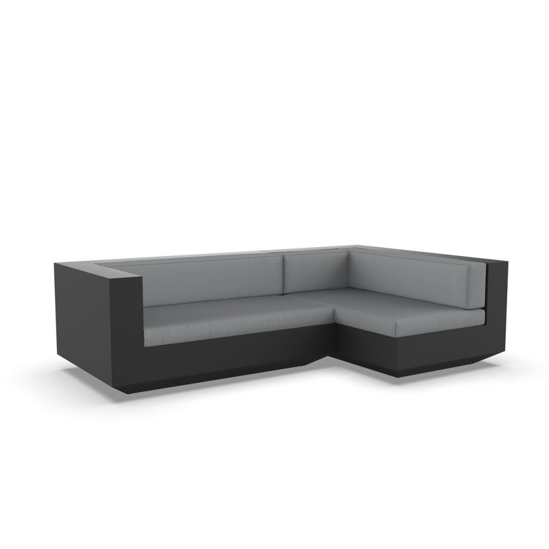 Canapé modulaire d'extérieur avec coussins 102,25 po Vela, Accoudoir à droite (vu de face), Taupe nautique, Noir