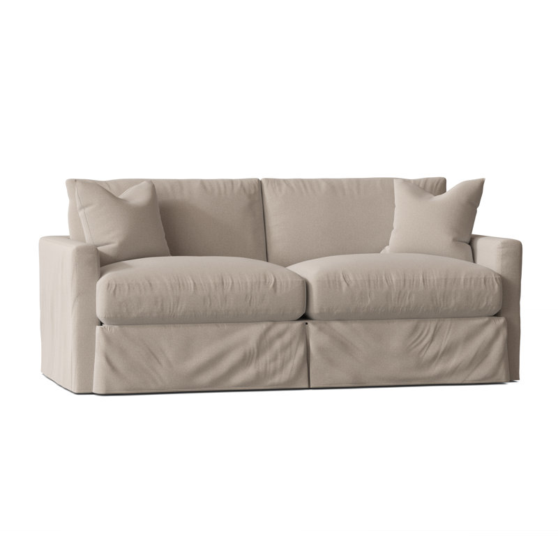 Hartig 84'' Slipcovered Sofa, Reese Oatmeal Performance Chenille