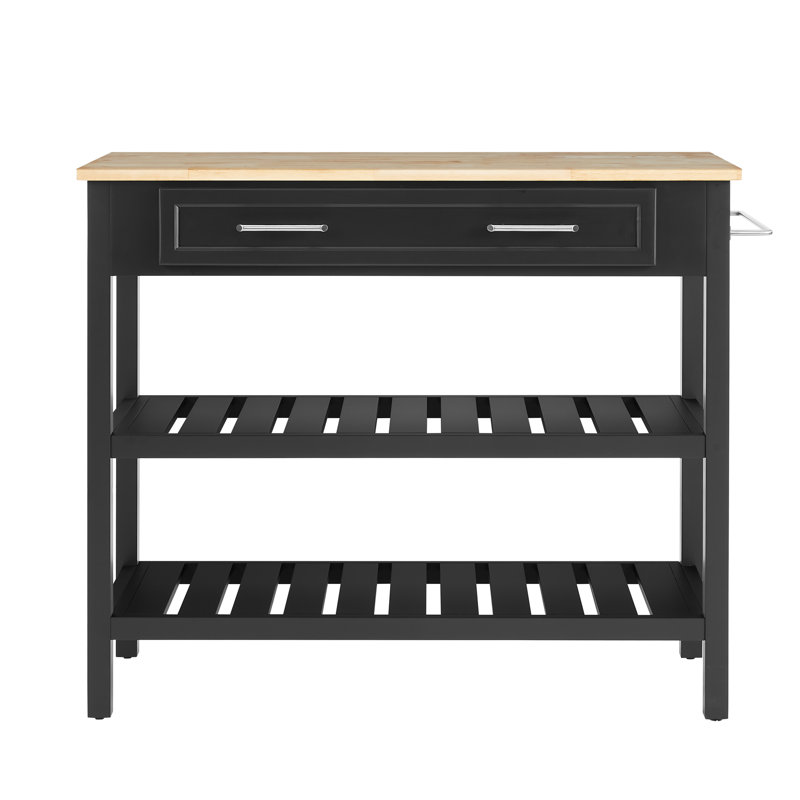 Perlean Kitchen Island, Black