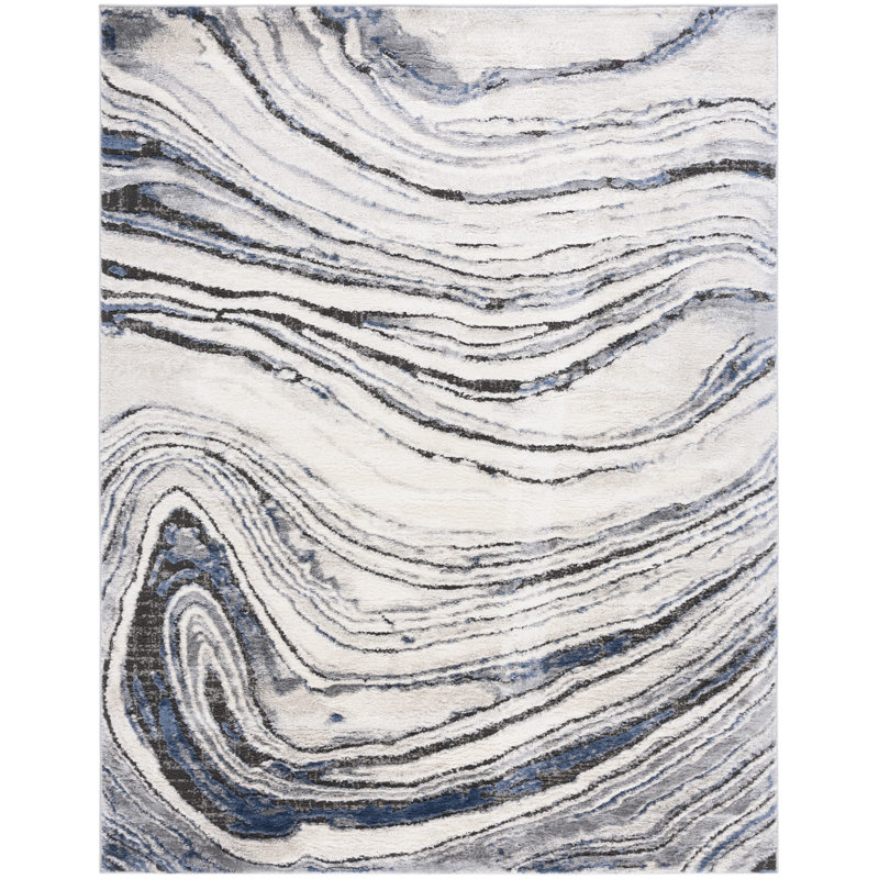 Tapis doré clair / bleu Dorreen 110, Rectangle 8 pi x 10 pi