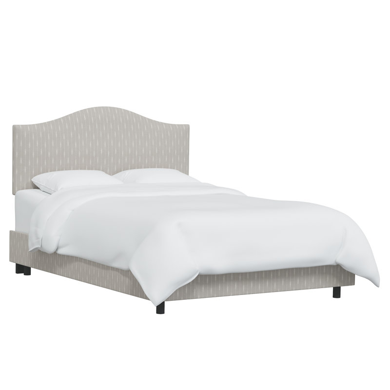Lit tapissier standard Tangela, Double, Gris anthracite rayé Fritz, Gris anthracite rayé Fritz