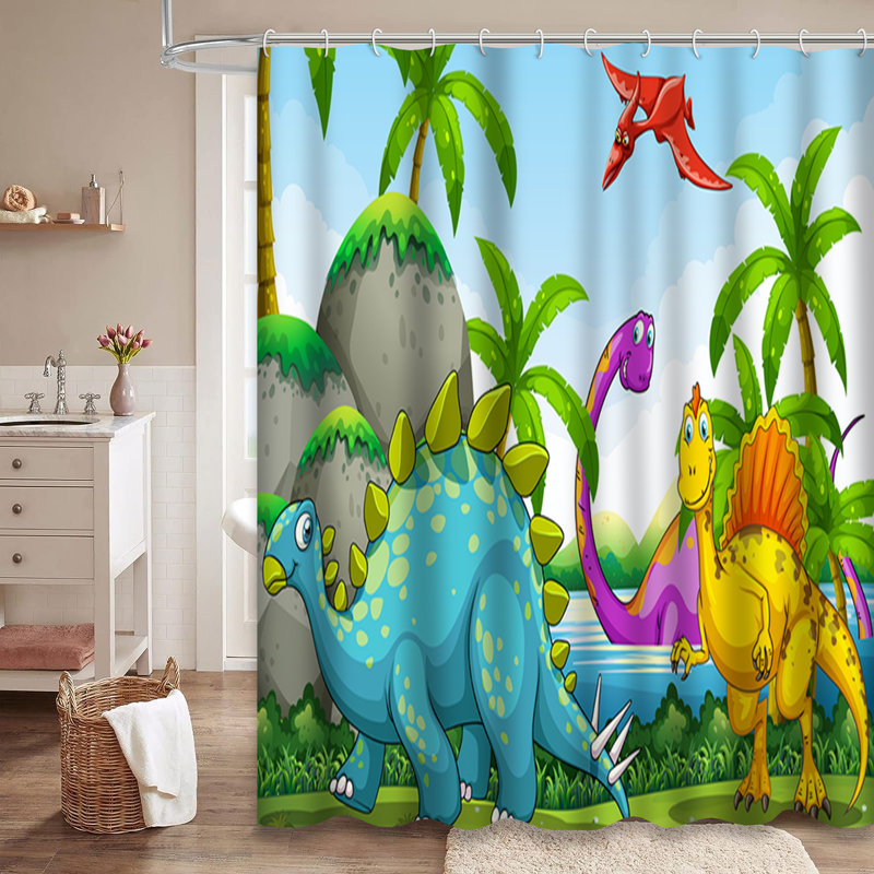Rideau de douche Dinosaurs Jungle Dinosaur, L 72 po x l 84 po