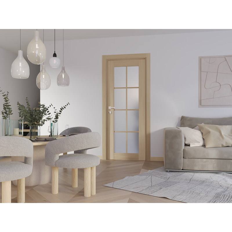 Porte standard préfinie en bois massif massif, À droite, Frêne de la loire, 27,75 po x 83,23 po