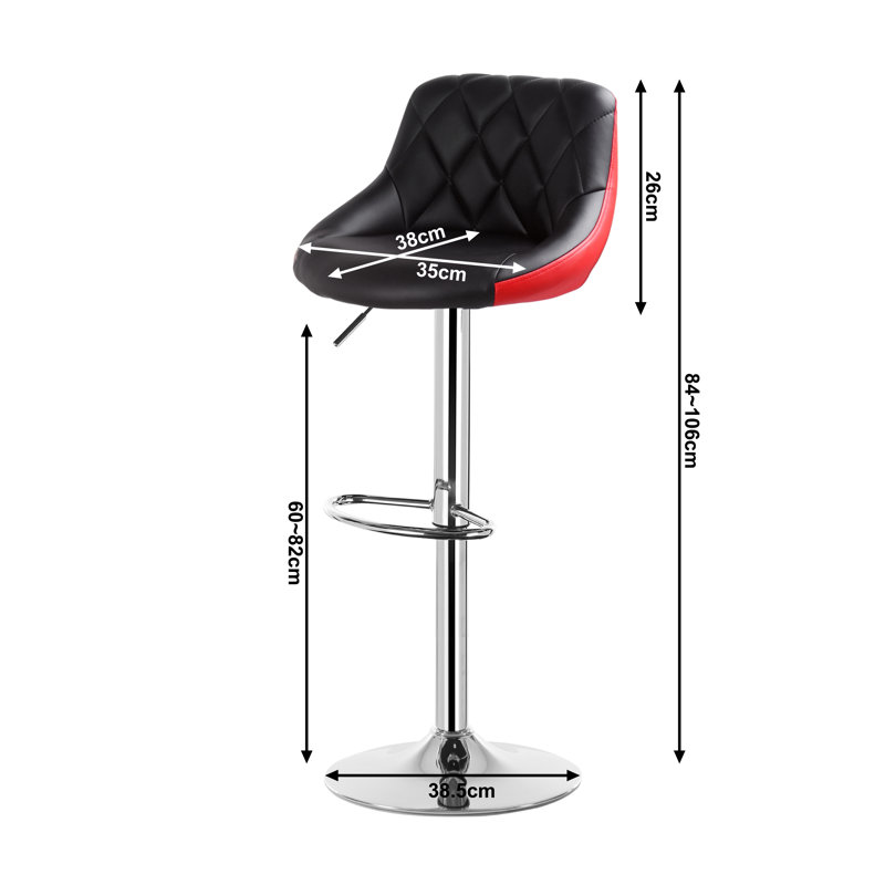 Dequay Swivel Bar Stool, Black/Red