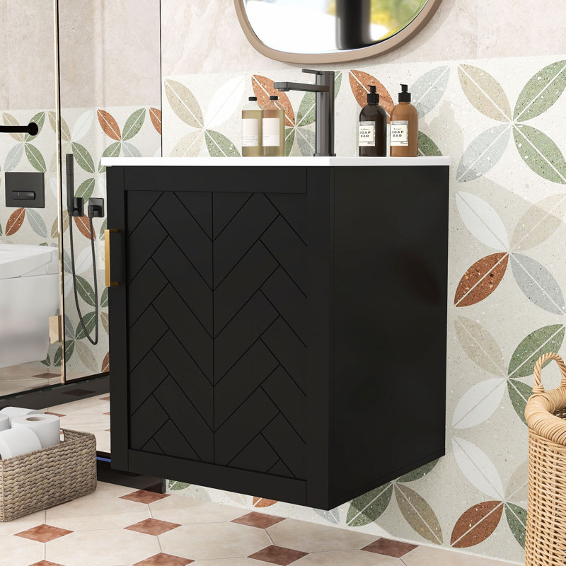 Elegant Floating Bathroom Vanity - Durable, with Versatile Storage Solutions, Black