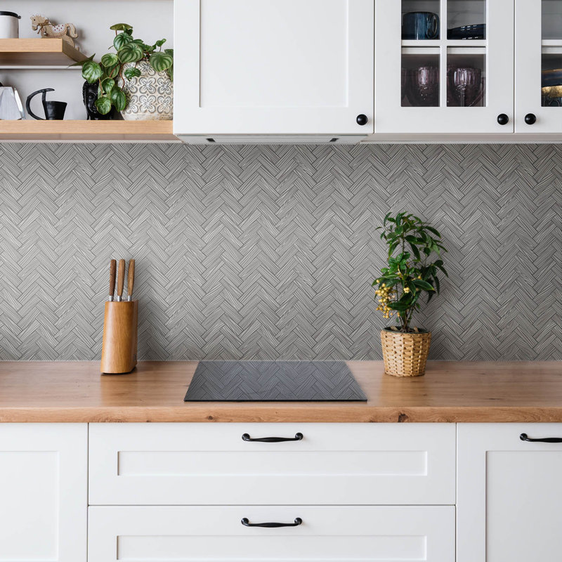 Chastine 30cm x 30cm PVC Mosaic Tile in Gray
