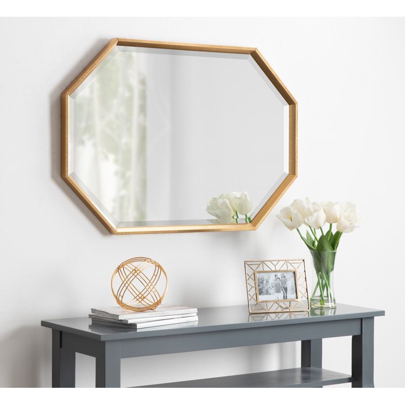 Miroir biseauté moderne et contemporain , Or, 37,5 po x 25,5 po