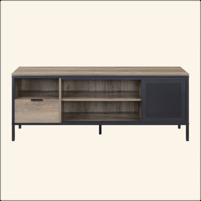 Rustic Oak & Black Finish TV Stand