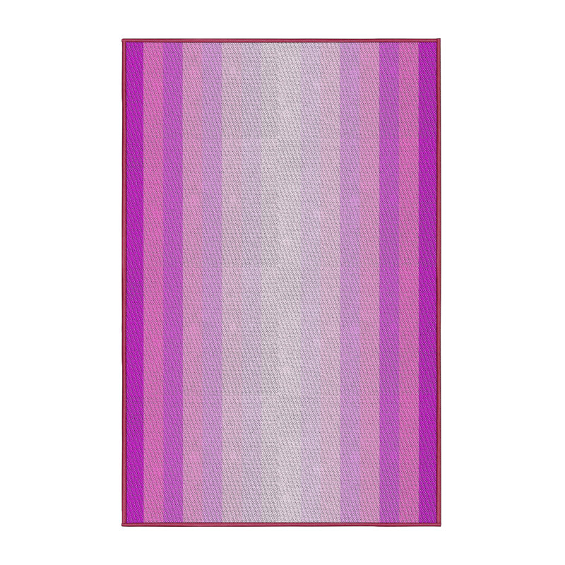 Tapis rayé rose / blanc Hanahan, Rectangle 5 pi x 7 pi