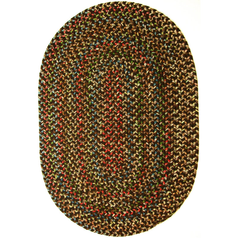 Tapis intérieur/extérieur brun tressé géométrique Deckerville, Ovale 2 pi x 3 pi