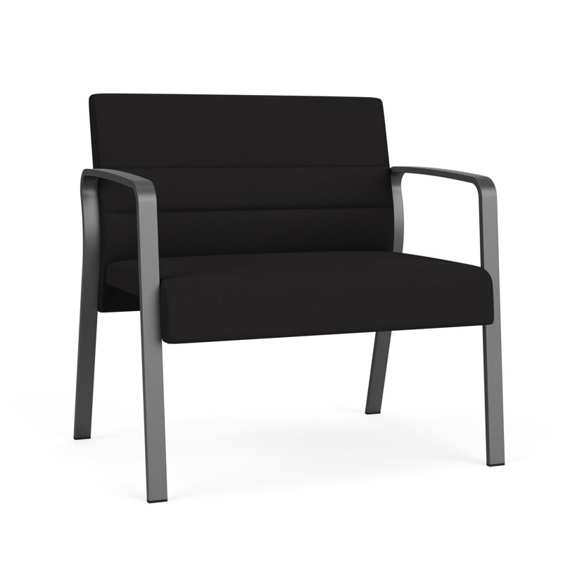 Chaise bariatique Waterfall, Gris anthracite, Portes ouvertes en tissu noir