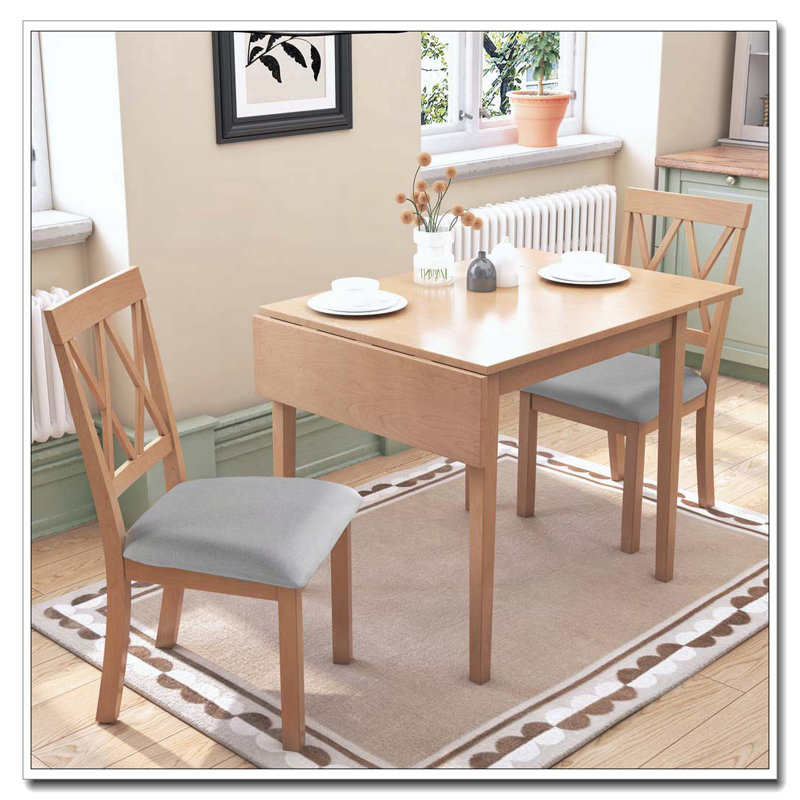 Ensemble de table de salle à manger pour petits espaces, Naturel, 3