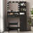 Vanity Desk With Mirror Light, Large Drawer Three Level Storage Dresser, 3 Lighting Modes Adjustable Brightness, Bedroom Dressing Table(Black)-1185686271