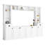 Console de divertissement minimaliste avec pont supérieur réglable et rangement spacieux pour téléviseur de 75 po, blanc épuré, espace généreux