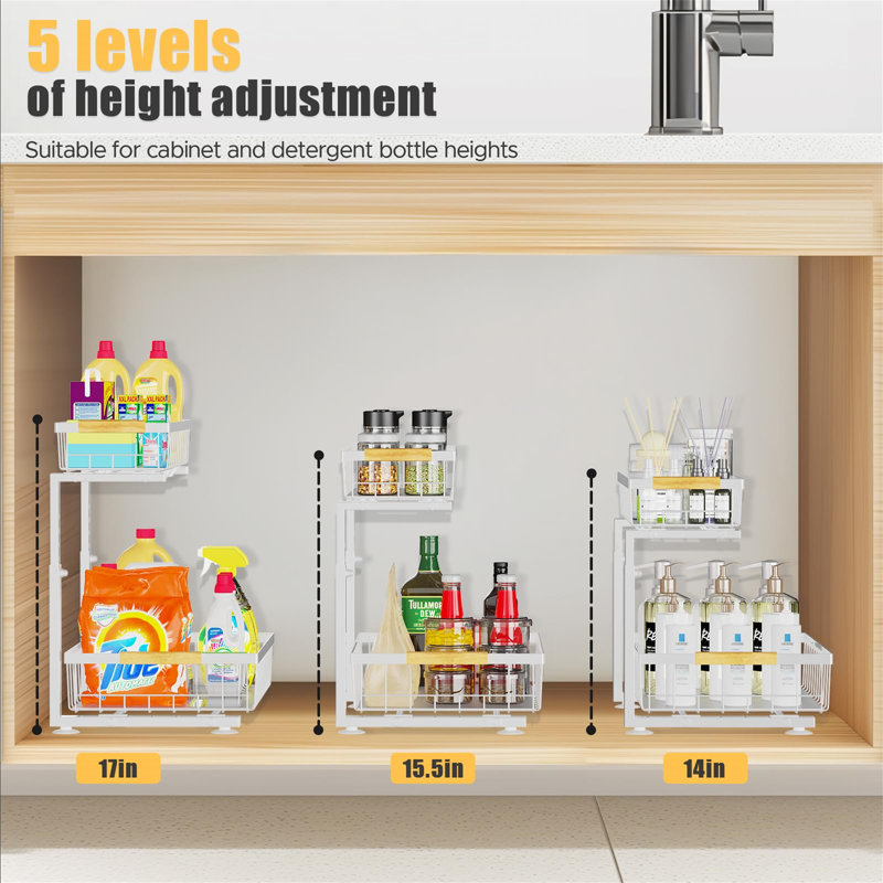 Metal Under Sink Organiser, White 