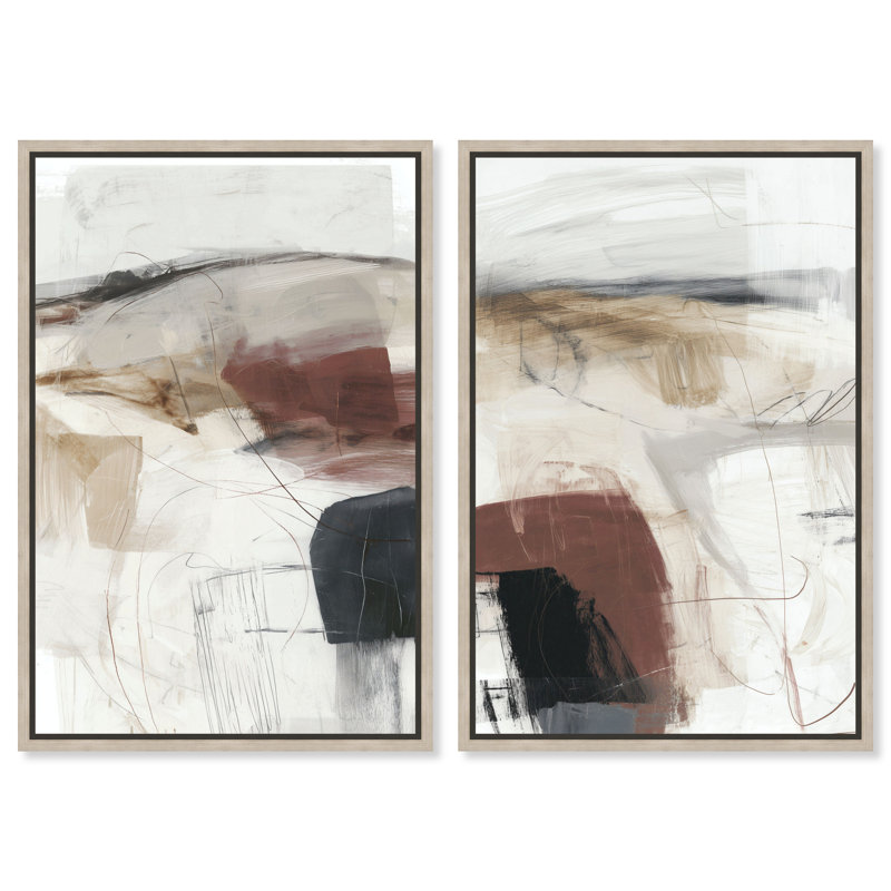 «Minimal Core Duo», reproduction d'art sur toile encadrée par Art Remedy, cadre en chêne naturel, 36 x 54, H 55 po x l 37 po