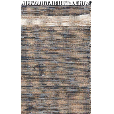 153 Hand Woven Denim/Jute/Cotton Rug in Navy/Beige