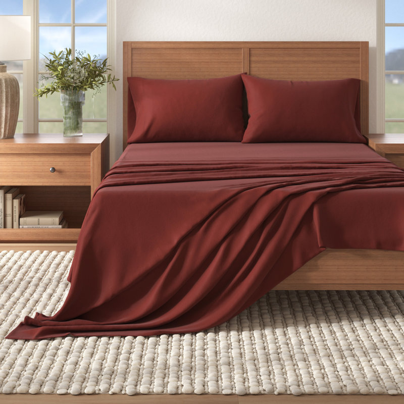 Ensemble de draps 100% flanelle de coton, Simple avec 1 taie d'oreiller, Gros carreaux - rouge / noir