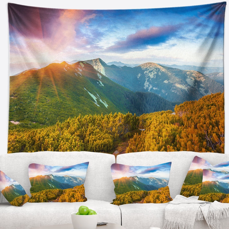 Tapisserie de soleil vif en polyester carpathian avec accessoires suspendus inclus, H 50 po x l 60 po