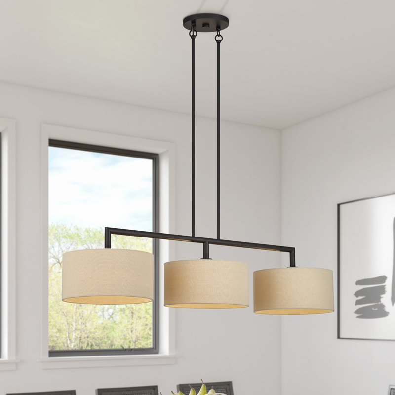 Lustre linéaire extra large Hendrix, H 20,75 po x l 51 po x P 14 po, Bronze, Trois lumières