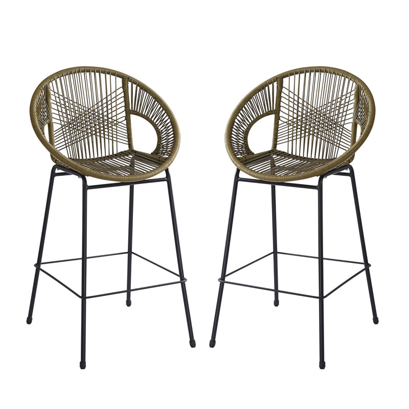  Ensemble de 2 tabourets de bar d'extérieur en fer forgé Ferrara, Green