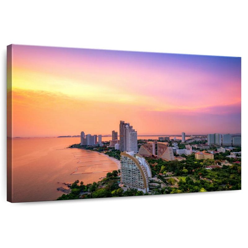 R bord de mer de la ville de Pattaya, H 20 po x l 30 po