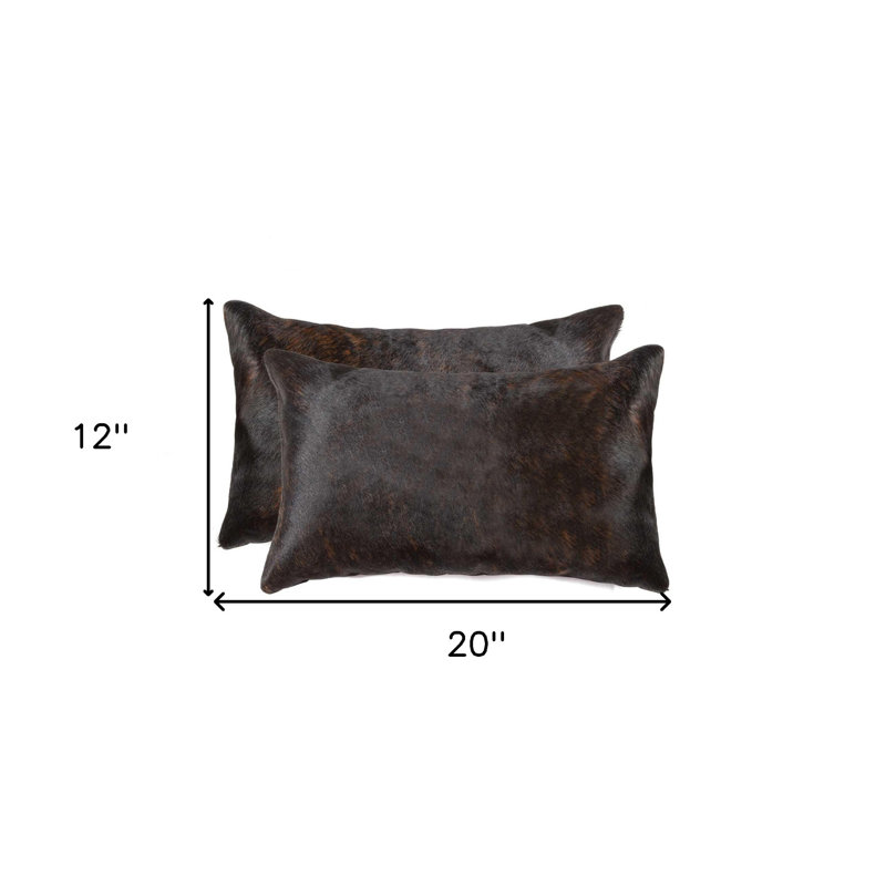 Ensemble de deux coussins décoratifs en cuir de vache 12 "X 20"