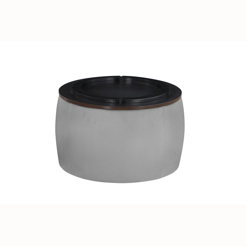 Repose-pieds de rangement rond en velours de 13,58 po Suyeko, Velours gris