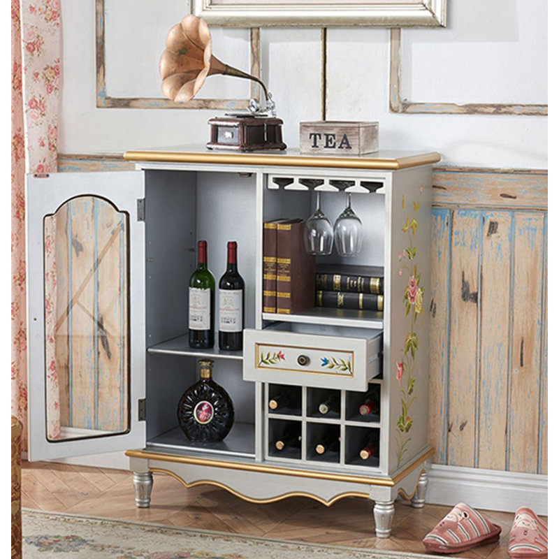32.28" Silver Rectangular Solid Wood Wine Racks
