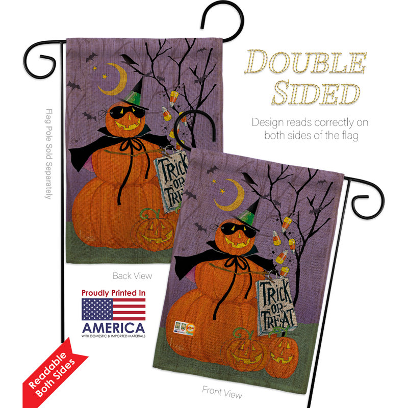 Drapeau de jardin double face vertical 18,5 po x po breeze décoration g162084-db happy citrouille trio en toile jute automne