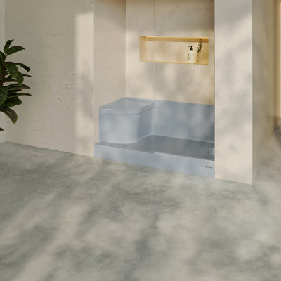 Base de douche 60 po x 32 po avec drain à droite et siège intégré à gauche Aquatique 