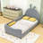 Twin Upholstered Platform Bed with Headboard-241978030