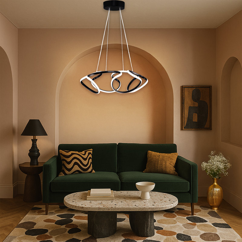 Lustre à DEL réglable en hauteur, Noir