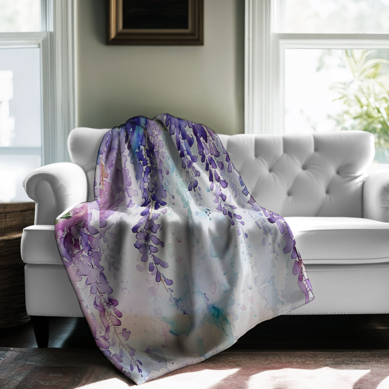 Art floral délicat - couverture en sherpa de qualité supérieure 1 pièce, Grand lit