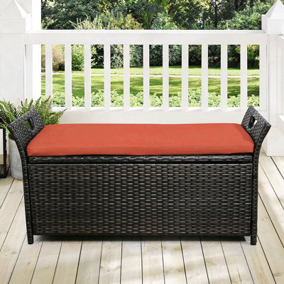 Banc de rangement en osier pour patio