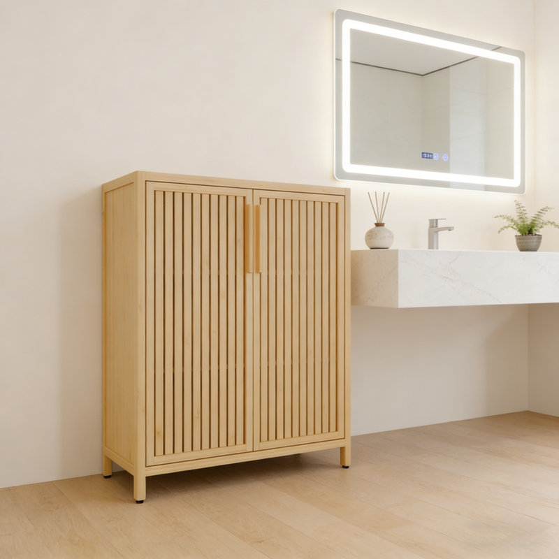 Armoire de rangement en bambou 100% bambou avec tablettes réglables