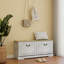Banc à chaussures blanc antique pour chambre et véranda avec étagères réglables et 2 tiroirs rabattables - Étagère de rangement confortable pour salon ou couloir, gain de place