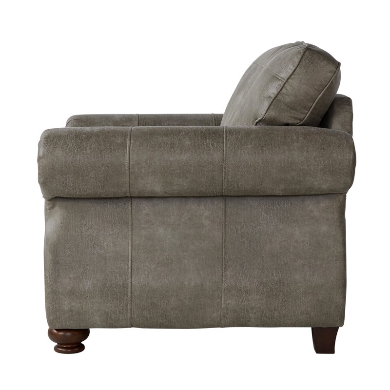 Fauteuil et repose-pieds cloutés Leinster, Gris