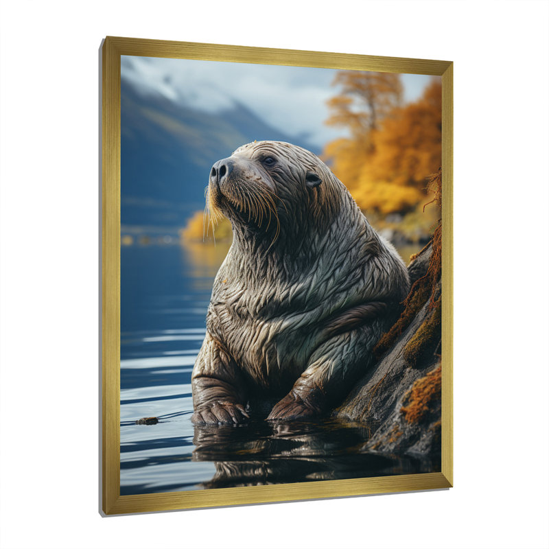 Morse des reflets côtiers sur toile, H 32 po x l 16 po x P 1 po, Cadre doré à une seule photo
