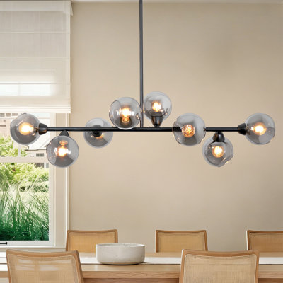 8 - Light Bubble Glass Sputnik Chandelier Modern Linear Chandelier For Dining Room Kitchen Island Living Room