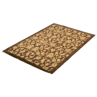 One-of-a-Kind Rectangle 5'4" X 7'11" New Age Wool Area Rug in Cream/Dark Brown