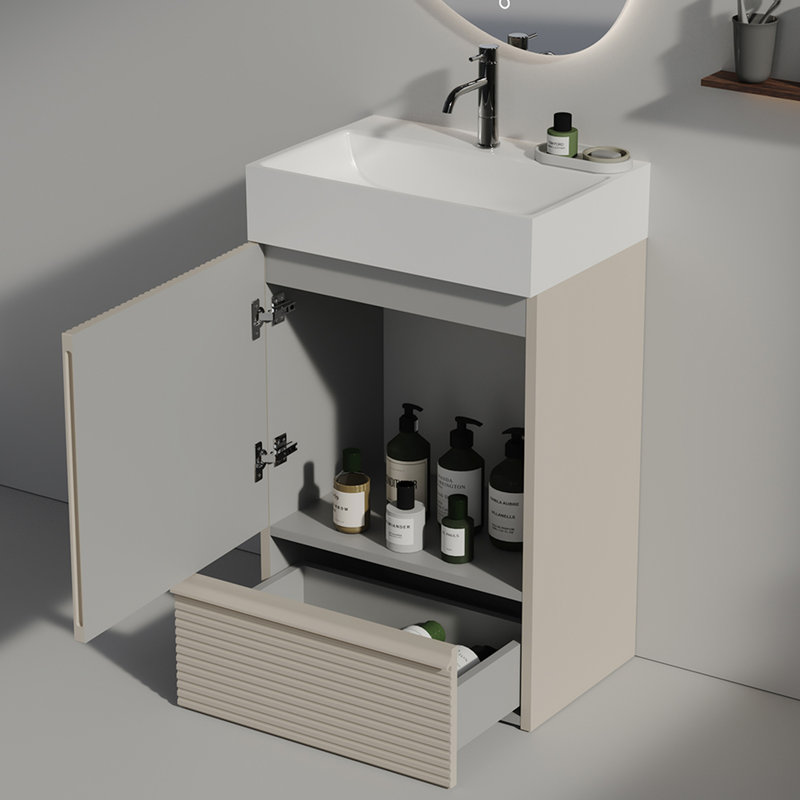 Armoire de salle de bain moderne 20 po - Lavabo autoportant en cachemire gris avec céramique, Grey
