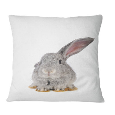 Portrait d'un lapin gris I - Coussin décoratif à imprimé traditionnel