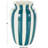 Cole And Grey Ceramic Round Wide Decorative Vase With Teal Vertical Stripes-989781495